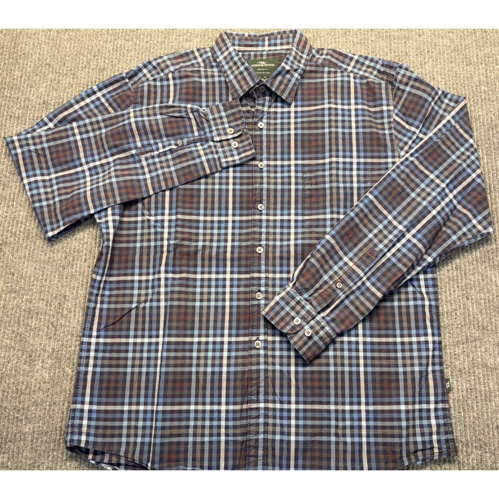 Rodd & Gunn Mens 2XL Sports Fit Plaid Button Down Shirt Albini Italian Fabric